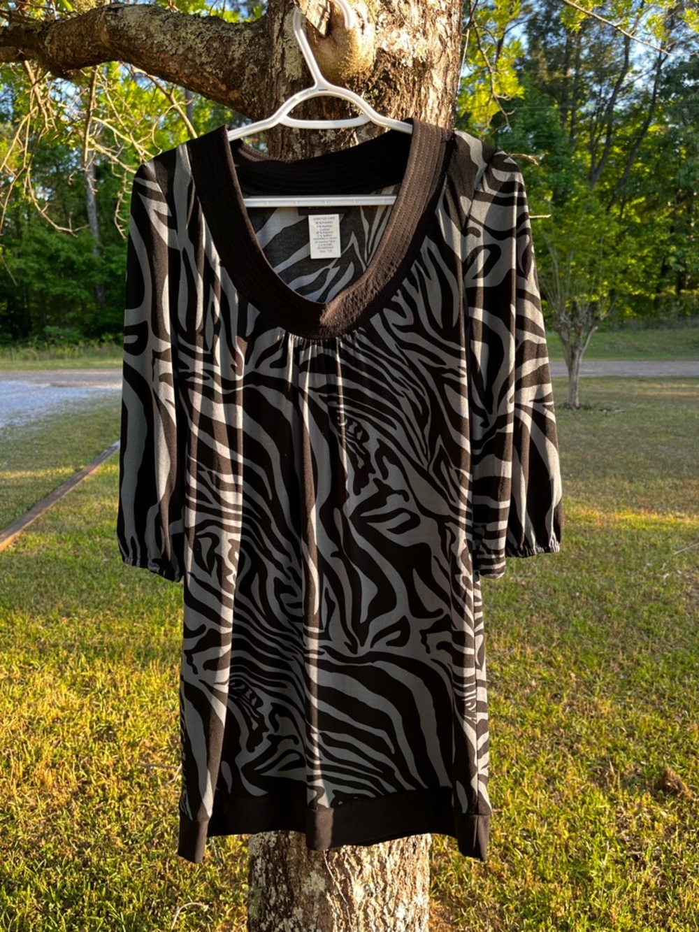 B. Smart Black and Gray Zebra-Print Tunic